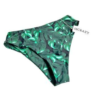 I2CRAZY Green Leaf Women Print Bikini Bottom New Size Large